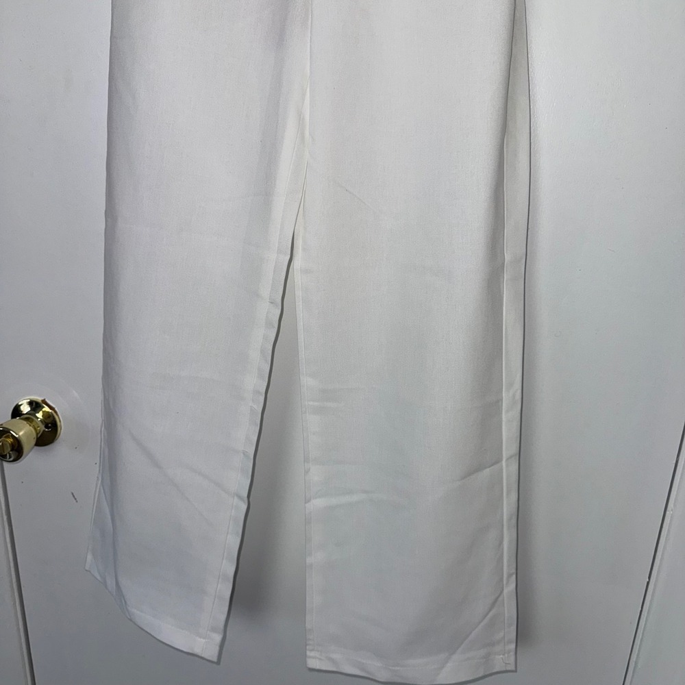 White Wide Leg Pants High Waist Dress Slacks Career Casual Size M - Picture 6 of 9